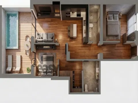 MORADIA T2 EM REMODELAÇÃO TOTAL COM PROJETO MODERNO, PÁTIO E PISCINA