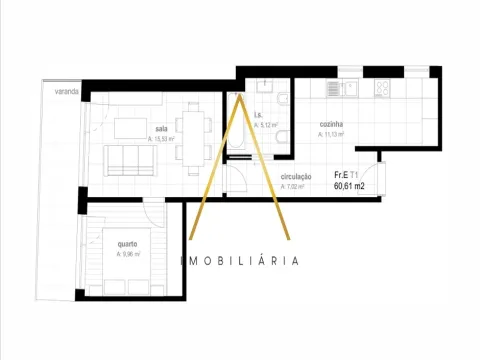 Apartamento T1 no centro da cidade