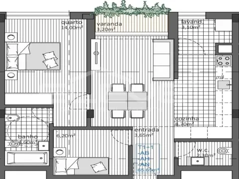 Apartamento T1+1 Empreendimento Gold Living