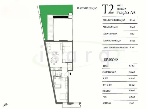 2-Zimmer-Wohnung mit Balkon und Stellplatz in einem Gebäude mit Garten.