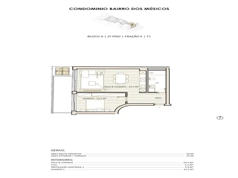 Apartamento T1 com varanda, Boavista