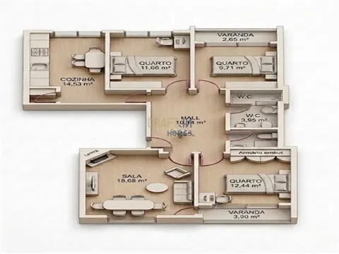 Appartement de 4 chambres à coucher dans Amoreira